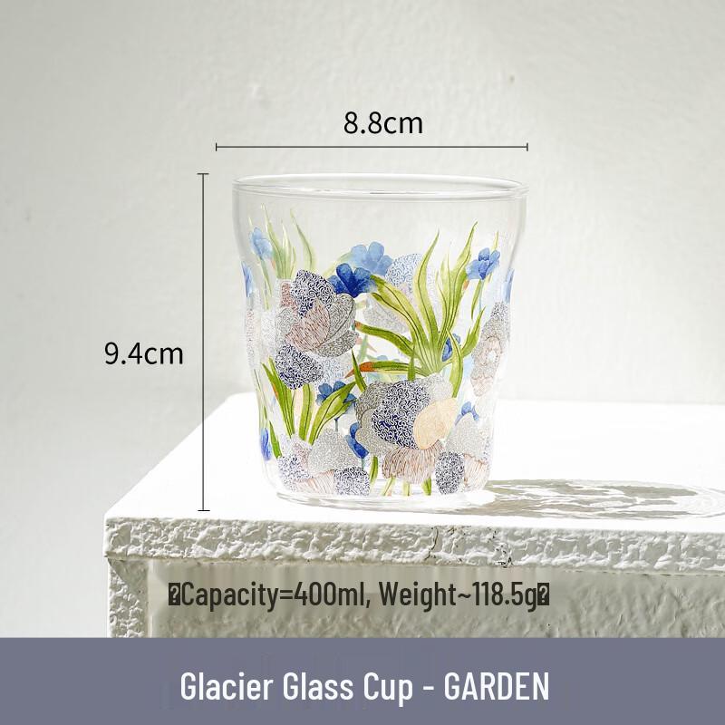 OLOEY High Borosilicate Printed Glacier Glass Cup