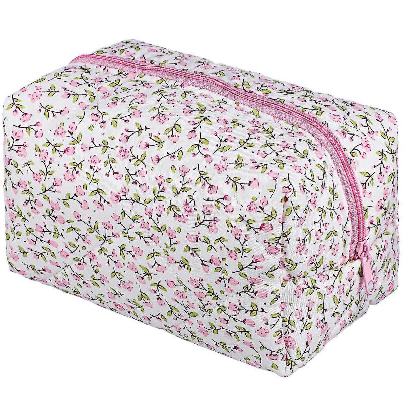 Lightweight Portable Floral Cosmetic Bag for Women – Secure Zipper Closure, Holds Makeup, & Toiletries, Travel Friendly Toiletry Organizer Pouch