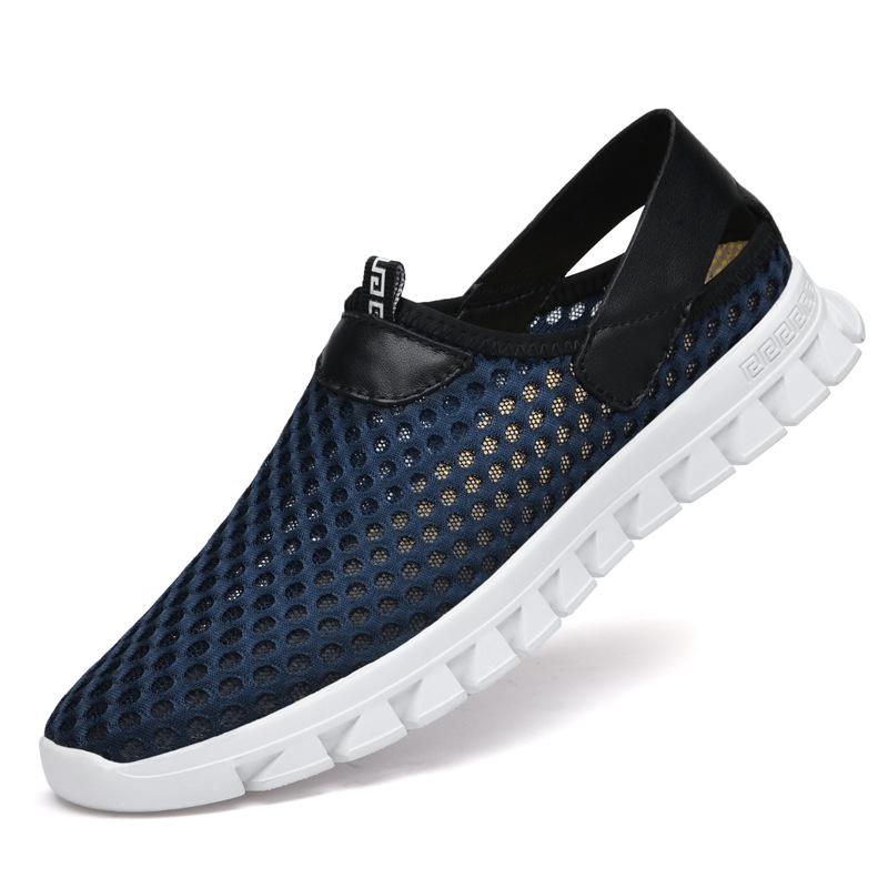 Men s Lightweight Breathable Mesh Slip-On Shoes - Summer Casual Perforated Design 38