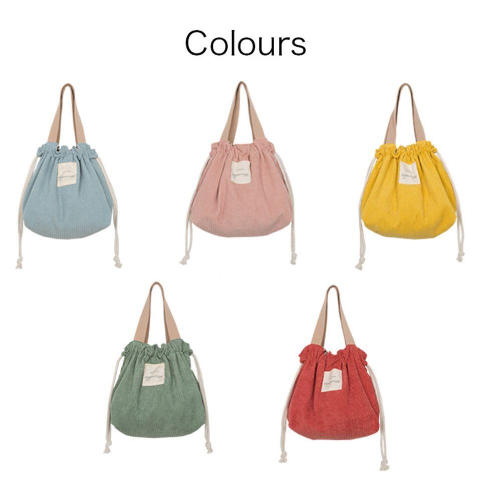 Canvas Thermal Corduroy Food Storage Bags Small Handbag Lunch Box Drawstring Picnic Tote Lunch Bag