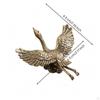 Gilded Crane Figurine Engraved Feathers Antique Statue Textured Decorative Bird Sculpture