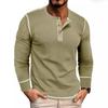 Herr Henley T-shirt Casual Långärmad Lättviktig Knapptröja Stretch Basic T-shirts Toppar Träning Atletisk Slim Fit Henley Skjortor för Män