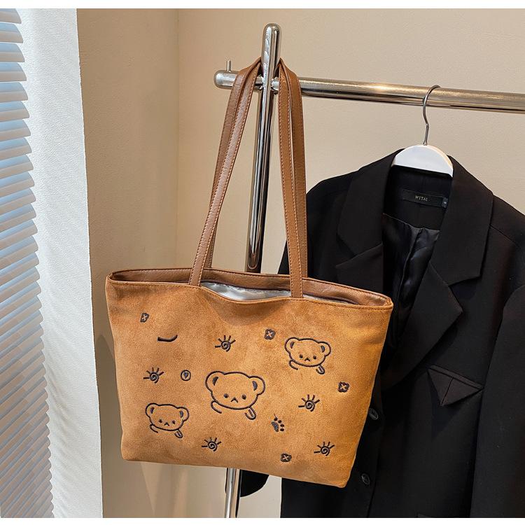 

Вышитая мультяшная наплечная сумка большой вместимости для студентов, универсальная на плечо, женская сумка, классная сумка