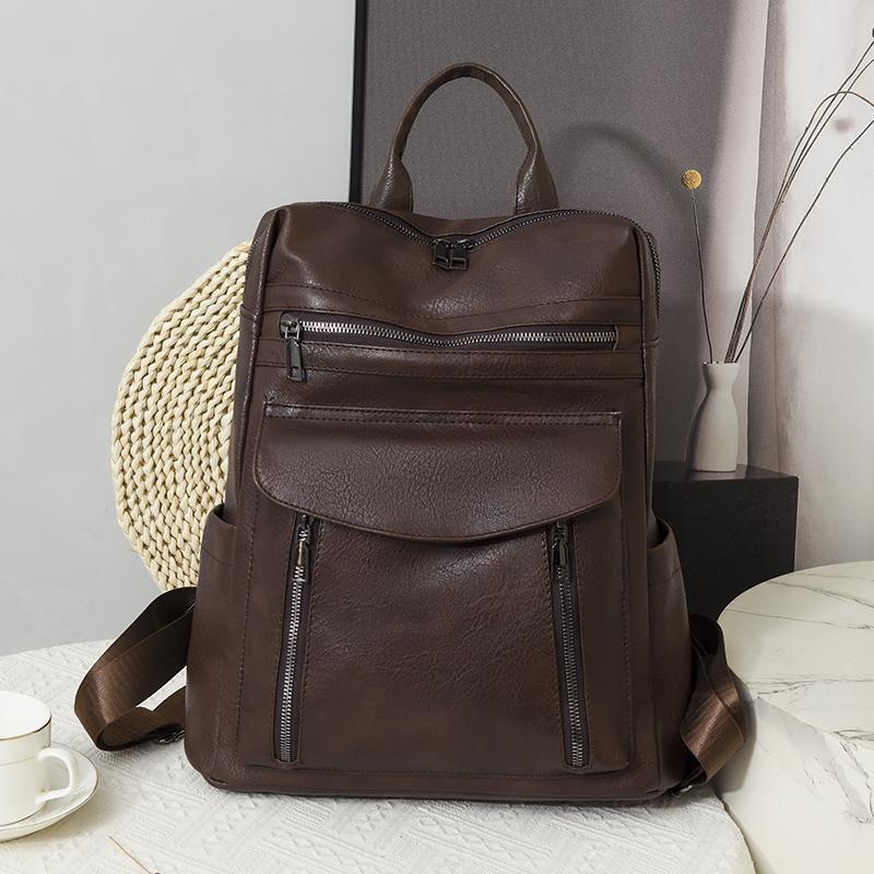 Lässiger Damen-PU-Rucksack, Retro-Pendler-Reiserucksack mit großer Kapazität