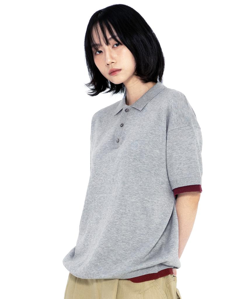 XTONZ Xtk181 Colored Layered Collar Knit (Gray)