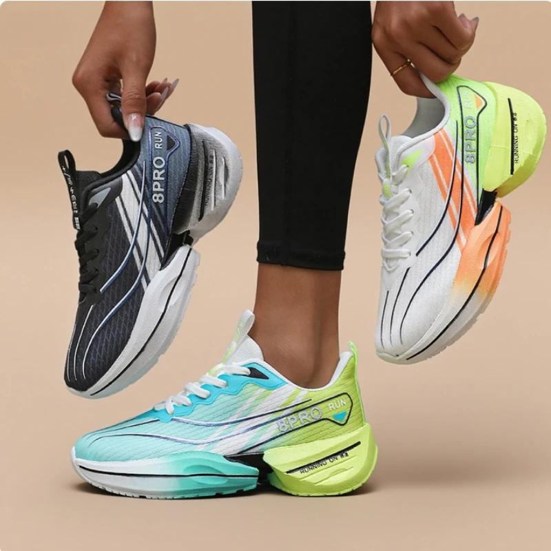 Women'S Carbon Plate Sneakers Ultra-Light Breathable Comfortable Soft Sole Running Shoe Marathon Cushion Carbon Plate Sneakers