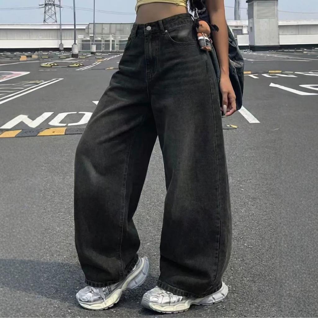 Jeans dritti a vita alta da donna, pantaloni casual larghi in denim, pantaloni da strada per tutti i giorni