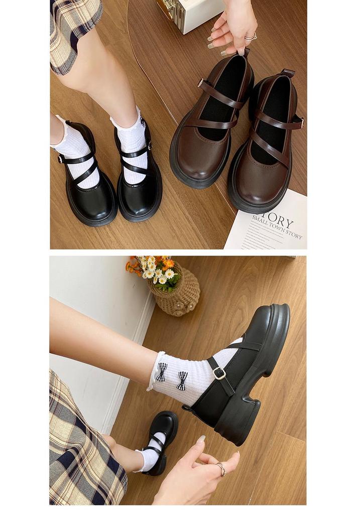Mary Jane Women's Leather Shoes - 2023 Spring/Summer, Versatile Academy Style, Thick Sole, Low-Cut, Comfortable