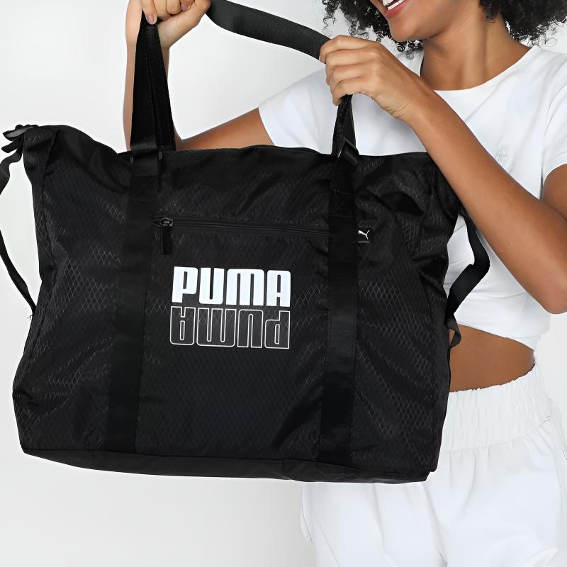 Puma Large Logo Capacity Sports Zipper Tote Shoulder Bag Unisex bags Black 078322-01