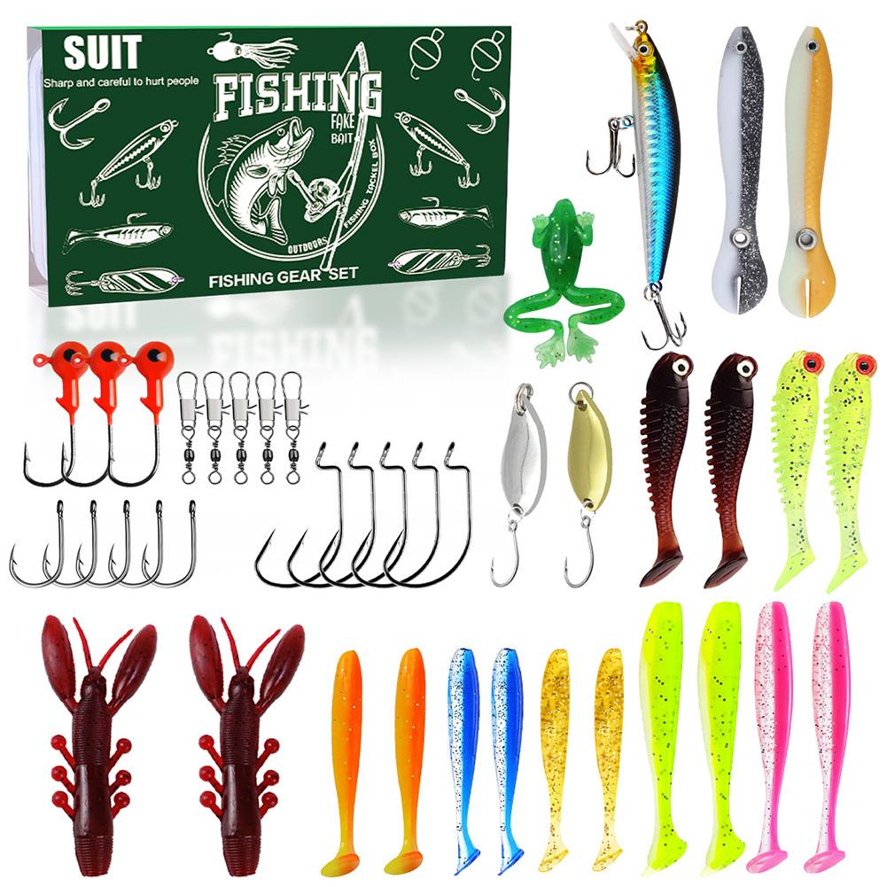 Fishing Lures Set with Jig Heads Hooks Soft Worm Bait Lures for Bass Pike Crank Accessories