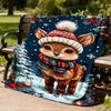 1pc Winter Deer Outdoor Personalized Flannel Blanket, Soft, Lightweight Personalized Flannel Blanket, Digital Printing,