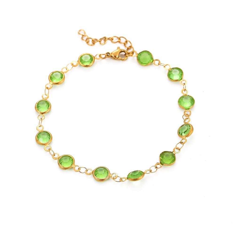 Colorful Sparkling Leaf Chain Candy Color Crystal Sparkling Bracelets  Jewelry Gift зелёный