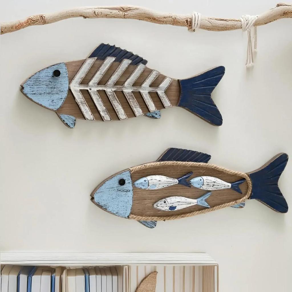 1 Stück Handgeschnitzte Fisch Wanddeko Holz Fisch Anhänger Einzigartige Wandbehänge Ornamente Ozean Strand Thema Restaurant Bar Wanddeko