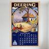Vintage DEERING Tractor Farm Calendar Tin Sign, Retro 20th Century Agricultural Advertising Metal Poster for Wall Decor, Rustic