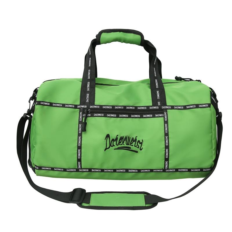 

Couple trendy cool decompression shoulder pads large capacity contrasting color portable travel bag wet and dry separation fitness bag зелений