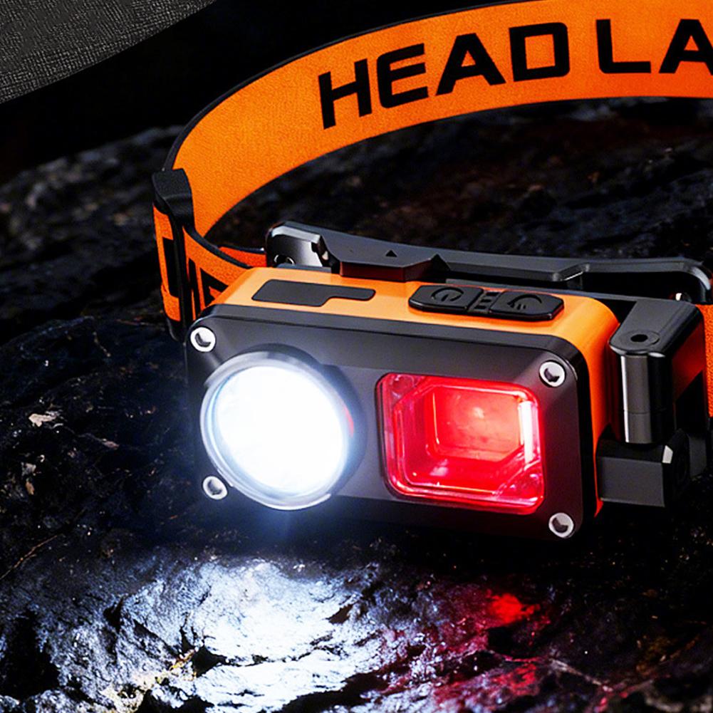 COB LED Headlamp Induction Head Lamp With Angle Adjustable 7 Modes Rechargeable Magnetic Sensor Head Light For Out F4N5