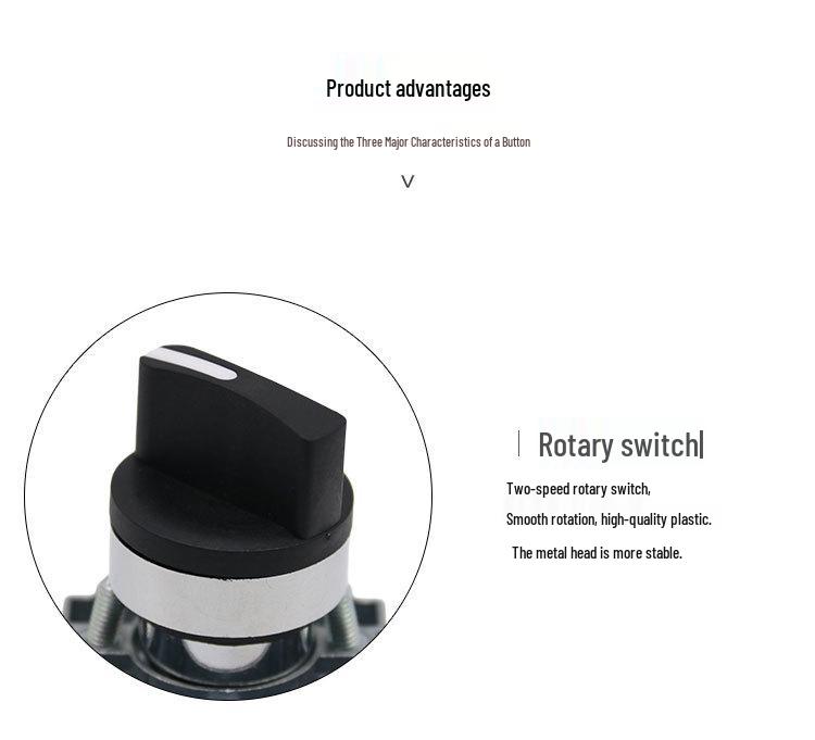 LA155P-BD25 Two-Position Knob Switch, IP67 Waterproof, Copper Parts, Silver Contacts, 22MM