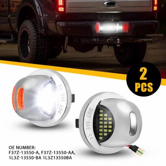 Pair License Lights Plate Set of 2 Driver & Passenger Side White&Red for Ford