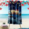 Whimsical Starry Owl Duo Print Beach Towel, Quick Drying, Suitable for Travel, Outdoor Sports, Jogging, the Beach and Swimming, Gift