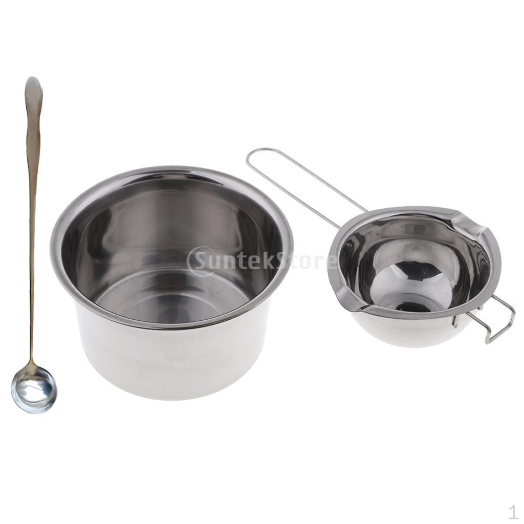 3 Pieces Stainless Double Boiler Candle Wax Melting Pot Spoon DIY