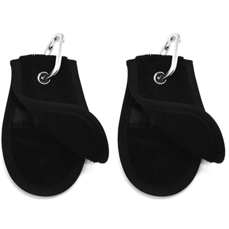 Golf Towel with Carabiner Hook Microfiber Double-Sided Velvets Black Cotton for Active Player