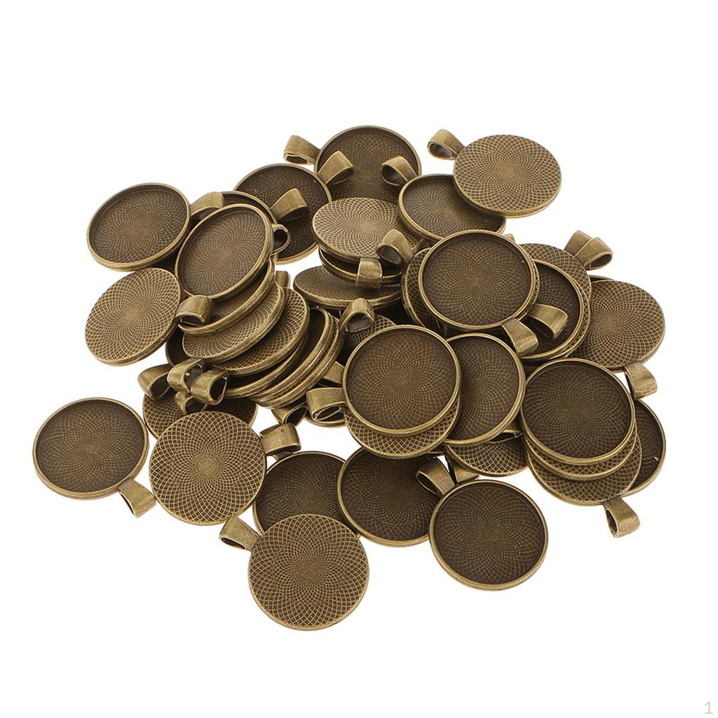 50 Pack round Blank Bezel Tray Base Charms Perndant 5mm Dome Cabochon
