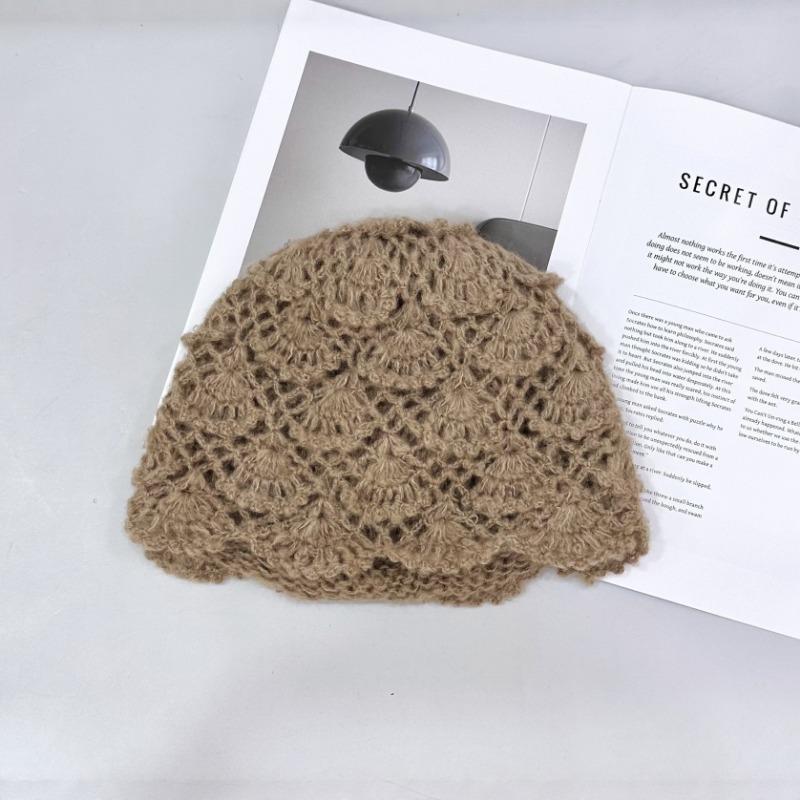 

25 новых вязаных крючком шапок с ворсом ручной работы, детская весенне-летняя ажурная шапка-пуловер, шапка-бандана, тренд темные хаки