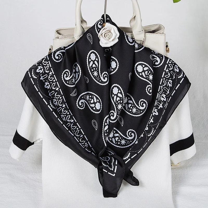 Fashion Paisley Print Kerchief Women Hair Scarf Silk Headband Bandana Head Scarves Female 70*70cm Square Hijab Scarfs For Ladies