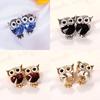 Ear Studs Owl Shaped Rhinestone Inlaid Alloy Stud Earrings Charm Fashion Jewelry for Party