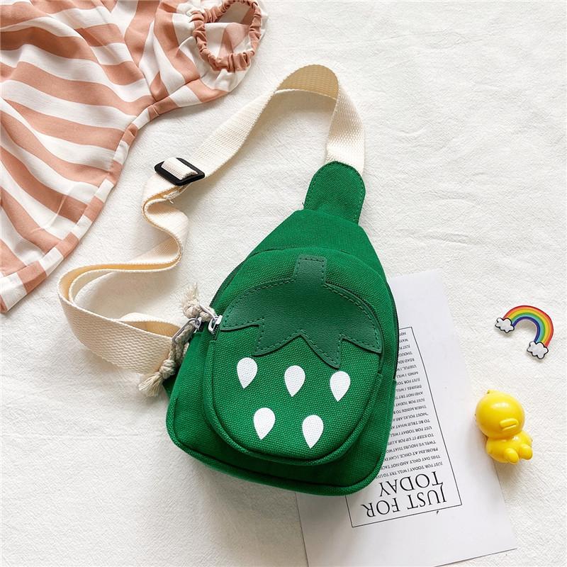 Strawberry Adorable Children Canvas Mini Purse Zipper Storage Activities Travel