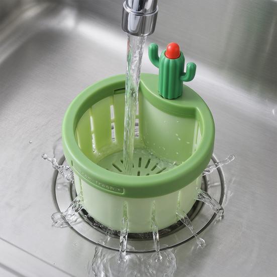 Drain Basket Cactus Sink Strainer Removable Quick Draining Anti-Clog Filter Basket Durable Easy-Clean Kitchen Accessory