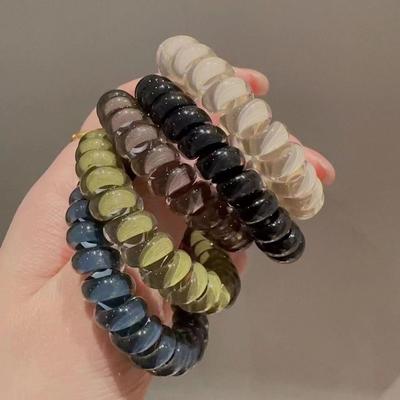 Durable Jelly Seamless Telephone Cord Hair Tie - Versatile, Fresh Spring Coil Style for Summer Ponytails