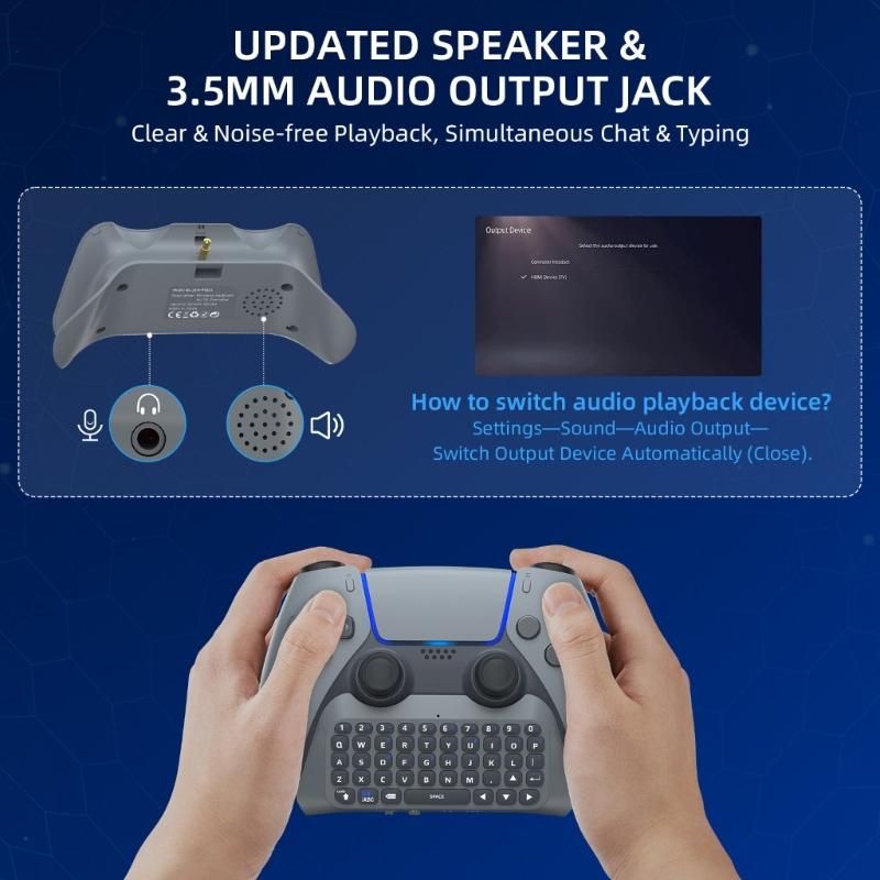 Voice Chat Board Wireless Controller Keyboard for Game Console Bluetooth-compatible Chatpad for Gaming Live Chat