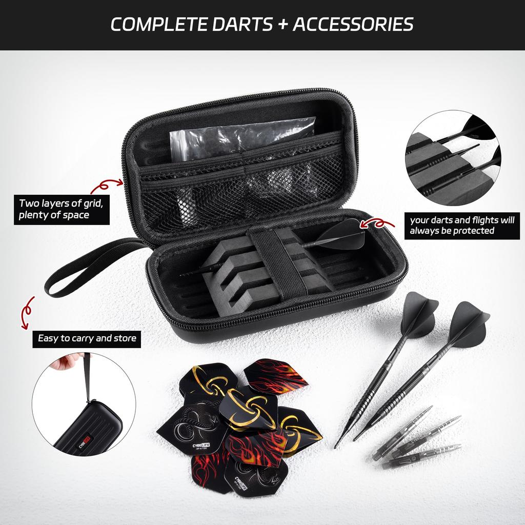 CyeeLife Professional Tungsten Alloy Soft Tip Darts Set, 18g, Black