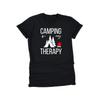 Camping ist meine Therapie T-Shirt für Damen Herren Unisex Rundhals Kurzarm T-Shirt Lustiges Grafikdesign (XS, Schwarz)