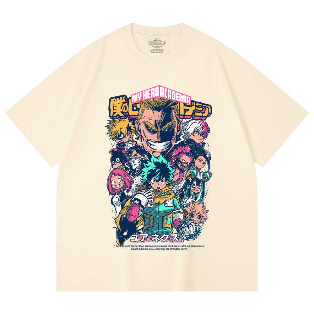 

230 Gsm 100% Cotton My Hero Academia V6 Print Unisex Heavy Cotton T Shirt XS абрикосовый