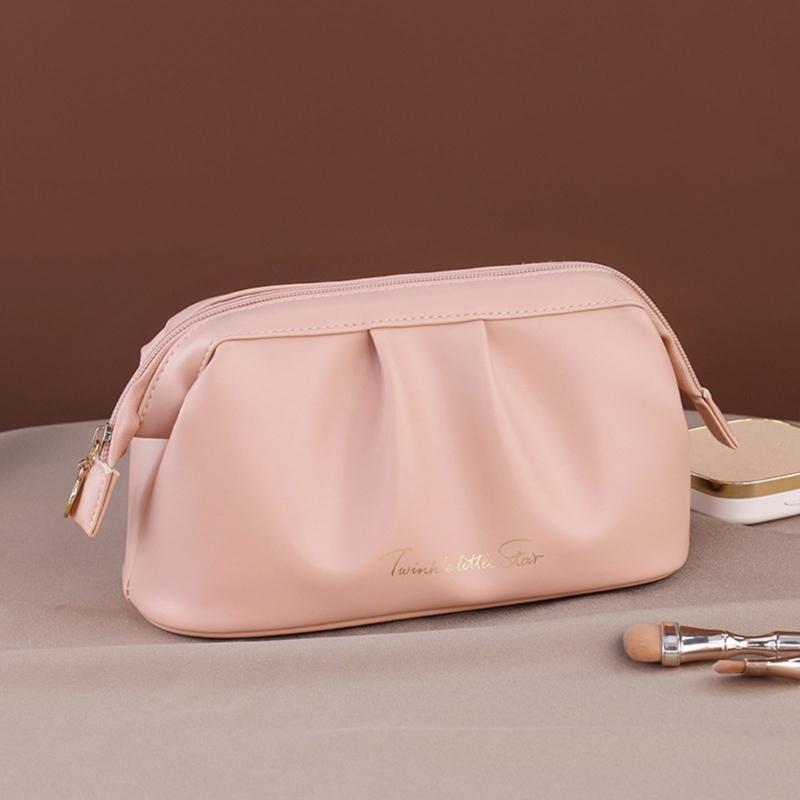 Travel Cosmetic Bag 10x21x12cm PU Leather Large Capacity for Woman and Girls Keeping Cosmetics Organized