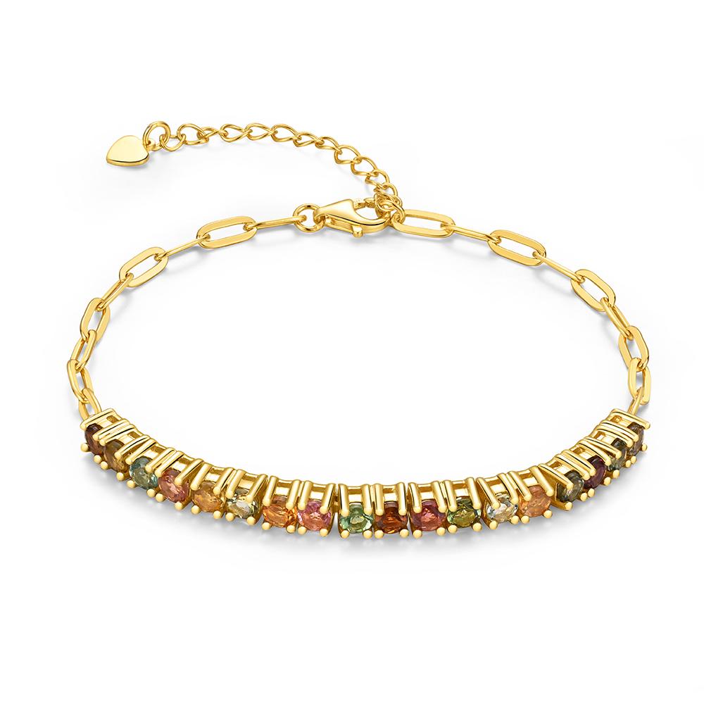 

Изысканный браслет из натурального мультитурмалина круглой огранки 3,00 мм, серебро 925 пробы, изящные украшения для женского банкета и подарки на день рождения 22cm жёлтый