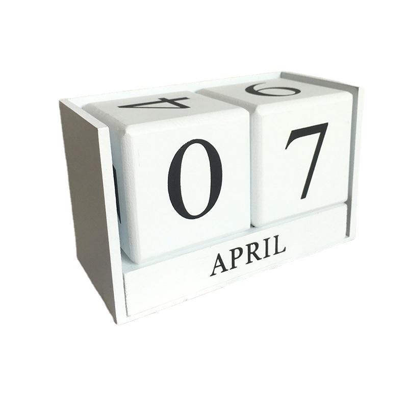 1PC Vintage Wooden Perpetual Desk Calendar Block Planner Permanent Desktop Organizer DIY Agenda.