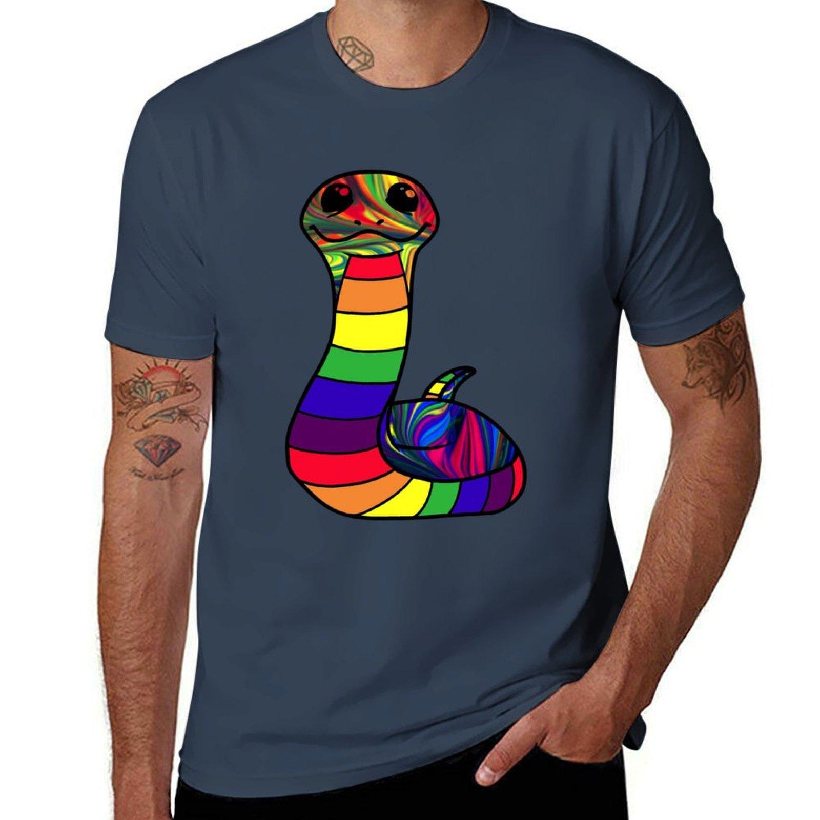 Rainbow Pride Snake Tshirt Modern Print Casual Tshirt S