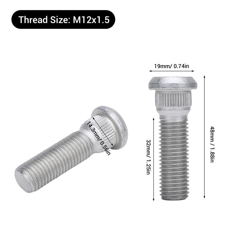 5Pcs Car Wheel Lug Studs 90942-02049 M12x1.5 Thread Zinc Plated Wheel Hub Bolts Replacement For Prizm Nova