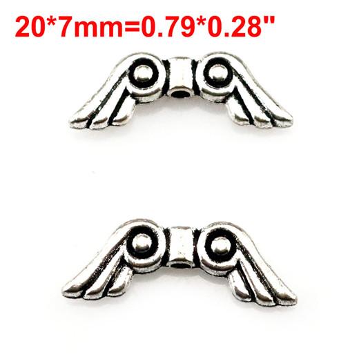 10PCS Vintage Antique Silver Color Alloy Angel Feather Wing Pendant For DIY Jewelry Making
