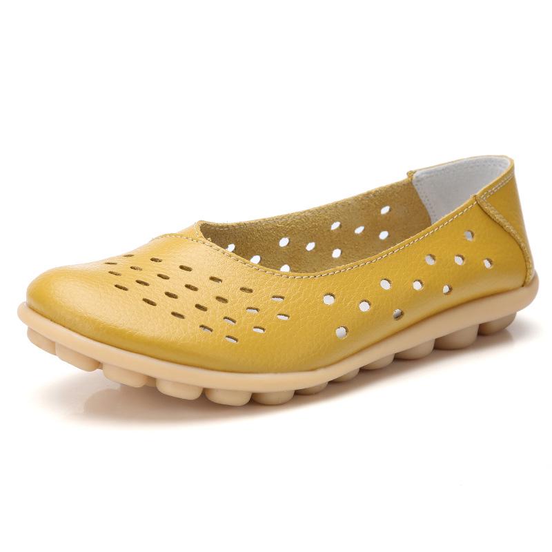 Damen Freizeitschuhe aus Leder mit Aussparungen und weicher Sohle für Winter und Herbst