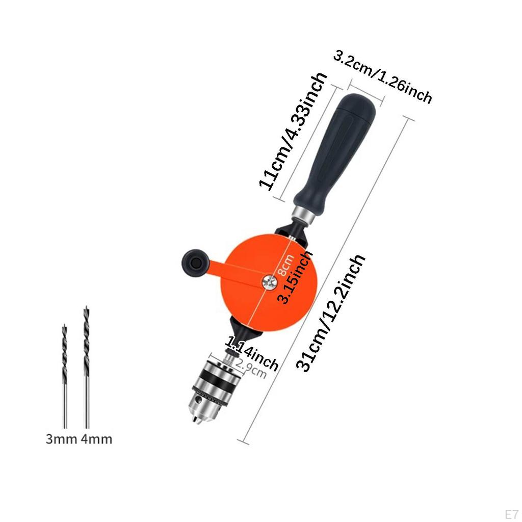 Crank Drill Double Gear System Comfortable Anti Skid Handle Handheld Portable for PVC Metal