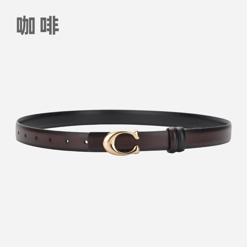 Womens Genuine Leather Belt With C-Shaped Buckle Adjustable Waistband Jeans Casual Fashion Accessory In Multiple Colors