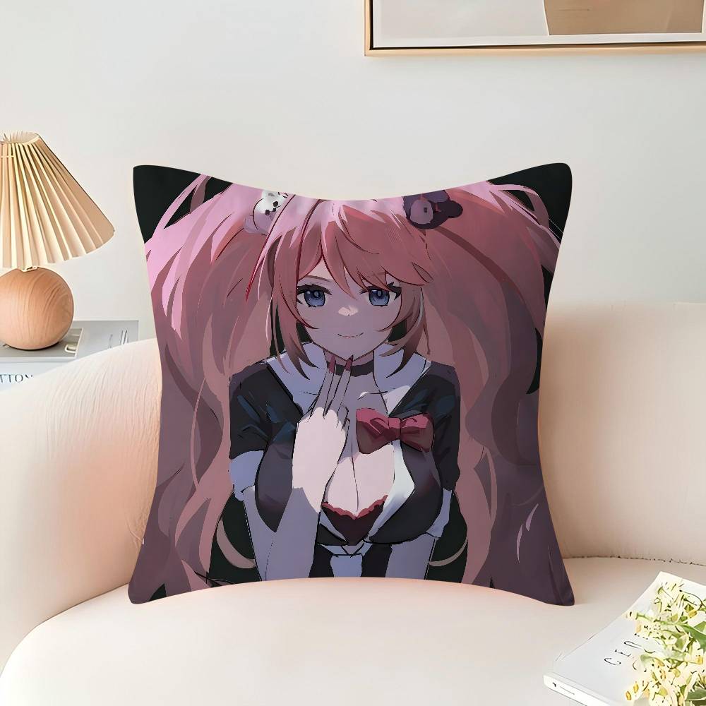 Anime E-Enoshima-Junko Throw Pillow Cover 45x45cm Soft Cozy Decorative Pillowcase Covers With Zipper For Couch Sofa Bedroom