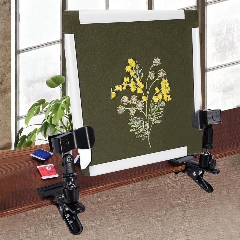 

Desk Embroidery Frame Stand with 11x11Inch Quilting Clip Frame For Beginner X3UC CN