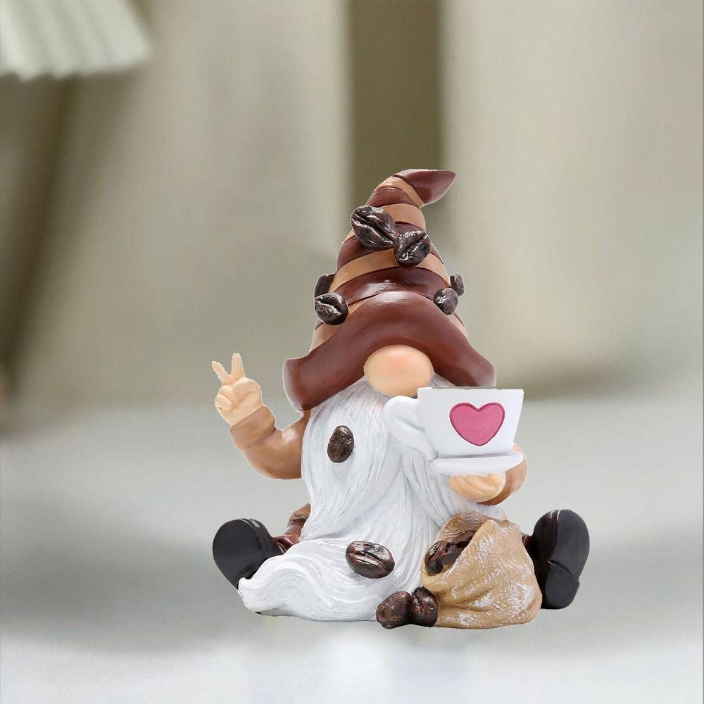 Resin Gnome Figurine Funny Miniature Sculpture Micro Landscape Coffee Dwarf Statue  New Year