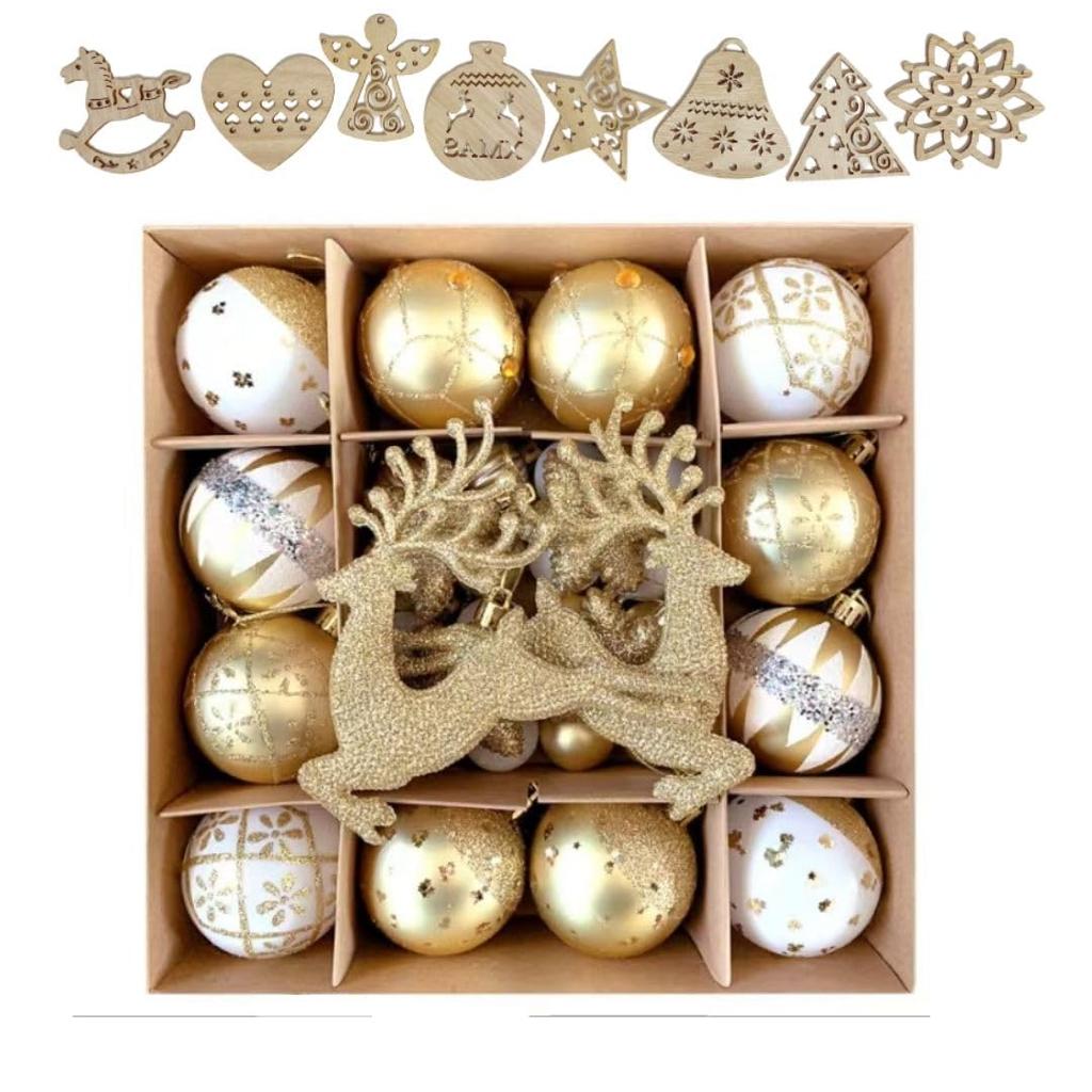 wemitas Christmas Tree 36 6cm x White and Large Nordic 8 14 Pieces Ornaments, Balls, 3cm, Gold, Capacity, Style, Wooden, Varieties,