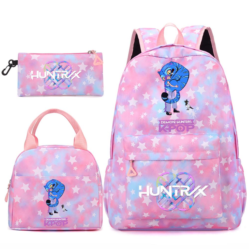 3Pcs/set Anime Cartoon Printed Backpack Handbag Pencil Case for Teenger Student Girl Boy Large Capacity Waterproof Bookbag